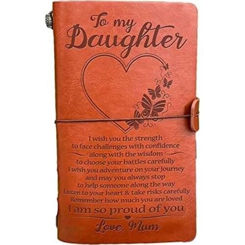 Vintage Engraved Faux Leather Journal Notebook Diary My Dad Mom Travel Notepad K1AB