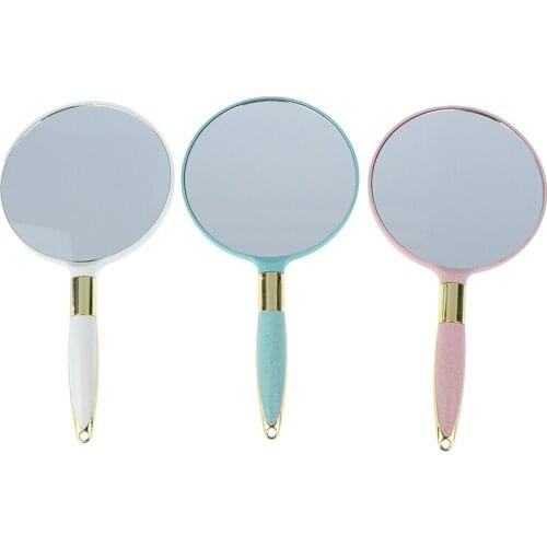 GU66 Vintage Hand Makeup Mirror Plastic Hand Mirrors Makeup Vanity Mirror Round Hand Hold Cosmetic Mirror With Handle For Gifts