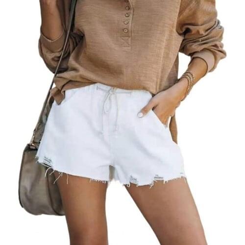 Women Summer Loose Casual Hole Shorts 2021 Thin Stylish Soft Short Jeans for Girl Womens Clothing Streetwear Plus Size Ripped