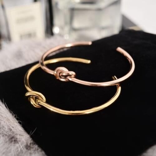 YUN RUO 2019 New Arrival Chic Fashion Knot Lovers Bangle Rose Gold Color Titanium Steel Jewelry Woman Birthday Gift Never Fade