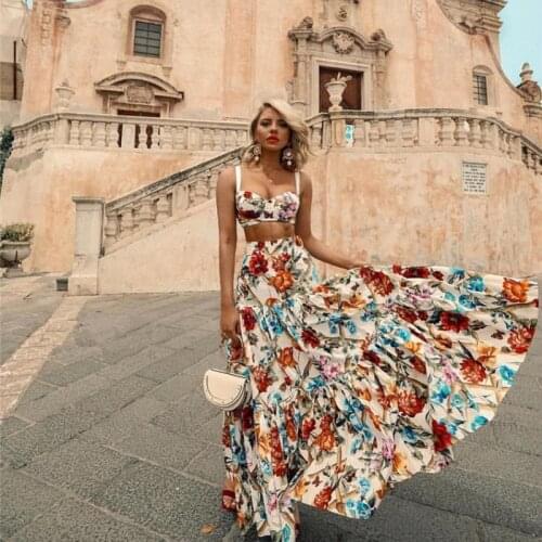 Oversized code 3XL 2020 Summer Women Bohemian Beach Print Dress Suit Sexy Night Party Elegant Maxi White Dress