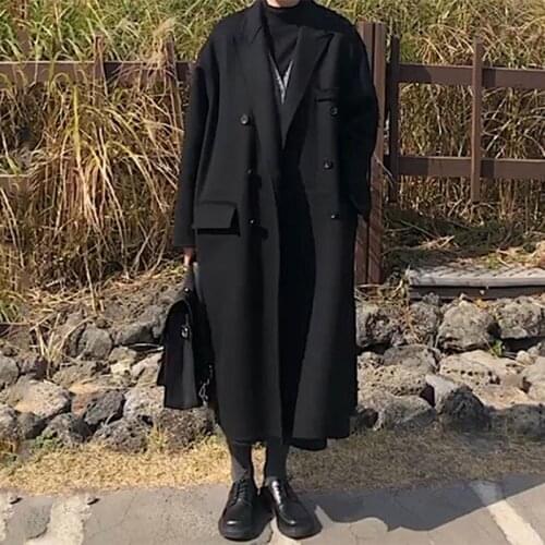 S-2XL wool coat double-breasted coat wool coat fashionable womens clothing black wool thick coat