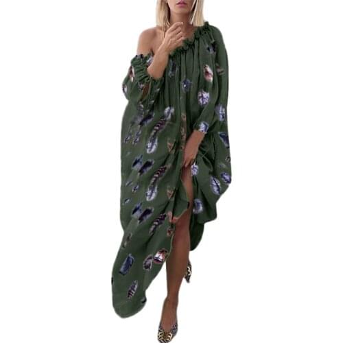 African Long Maxi Dress Womens Slash Neck Off The Shoulder Backless Daily Evening Party Dress African Pleated Dresses For Women