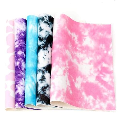 AHB 22*30cm 1pc/lot Faux Leather Sheet Graffiti Dyed printed Synthetic Leather Fabric Handmade Craft Material DIY Hair Bow