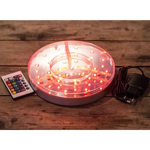 10pieces/ lot RGB Color-changing 8 inches Silver Plastic LED Base Under Vase Light for Wedding Centerpiece Decoration W/Remote