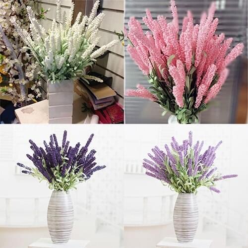 12 Heads Provence Lavender Bouquet Artificial Flowers Fake Silk Flowers Wedding Party Home Decor