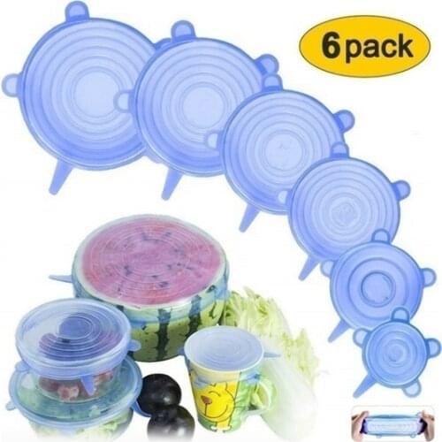 3/6pcs Silicone Stretch Lids Food Cover Universal Bowl Pot Lid Food Fresh Keeping Wrap Cover Caps Kitchen Stretchable Magic Lid