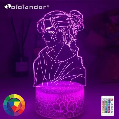 New Anime Light Attack on Titan 4 Eren Yeager Figure for Bedroom Decor Night Light Kids Birthday Gift Shingeki No Kyojin 3d Lamp