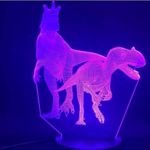 3D Lamp Jurassic world The dinosaur raptors touch sensor best present for indoor decoration bright base led night light lamp