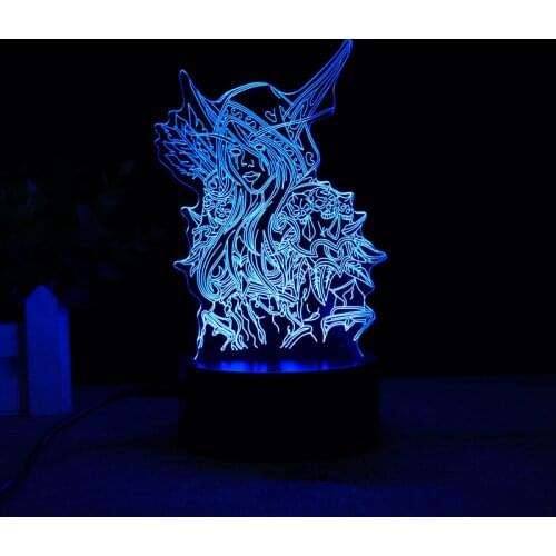 World of Warcraft Sylvanas Windrunner 3d Led Night Light for Kids room The Dark Lady The Banshee Queen Table Lamp WOW