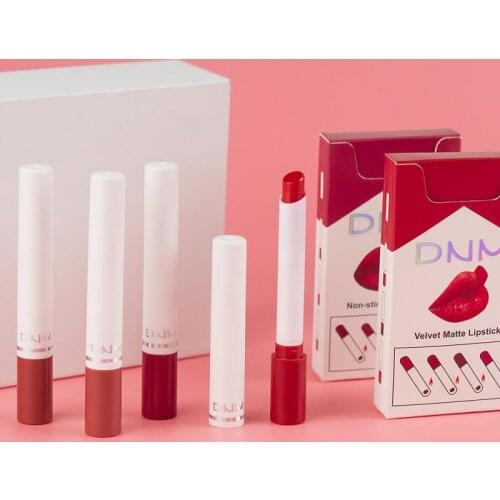 4 Colors/set Velvet Matte Sexy Lipstick Long-lasting Moisturing Lipstick Waterproof Smoke Tube Lipstick Lips Cosmetic TSLM2