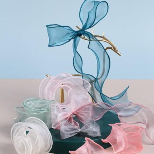 5.5cm*10yards Translucent Romantic Wavy Ribbon 10 Color For Hair Accessories Gift Binding And Bouquet Packaging