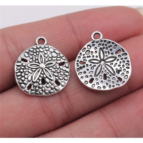 6pcs 18x20mm Sea-Urchin Starfish Sand Dollar Charms For Jewelry Making Antique Silver Color Jewelry Accessories