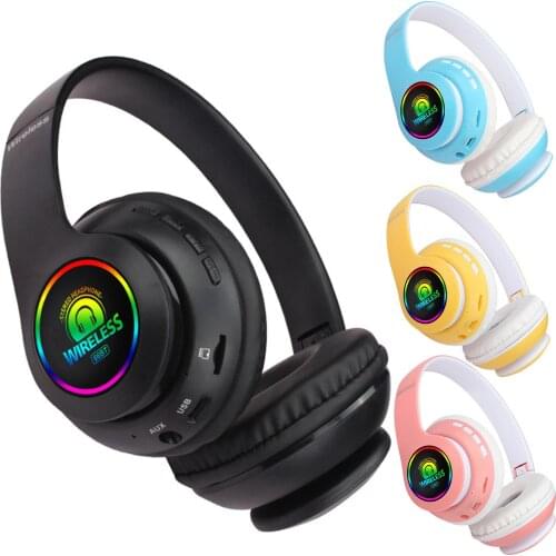 66BT Foldable Bluetooth 5.0 Wireless Headphone Heavy Bass Headset with Light