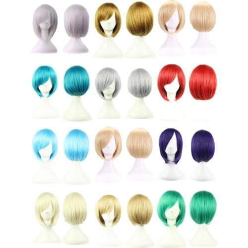 12 Colors Anime Cosplay Accessories Wigs Short Bob Synthetic Wigs With Bangs for Hair Accessories Headdress