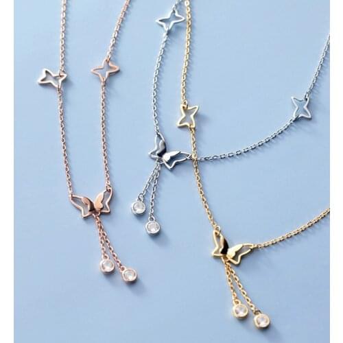 MIQIAO 925 Sterling Silver Ankle anklet Butterfly Rose Gold Chains For Jewelry Women Foot Accessories Female Bracelet On The Leg