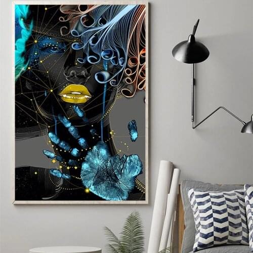 Black and Silver Portrait Woman Canvas Painting Posters and Prints Nordic Poster Wall Art Picture for Living Room Home Decor