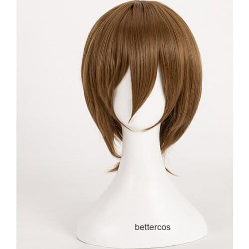 Death Note Yagami Light Cosplay Wigs Short Golden Brown Heat Resistant Synthetic Hair Wig + Wig Cap