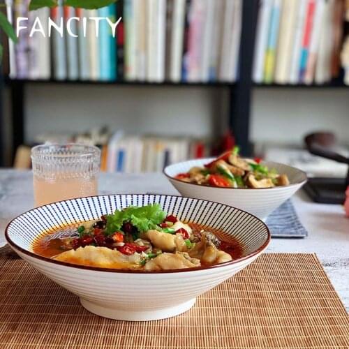 FANCITY Imitation Song Tokasa Burning Bowl, Dish Bowl, Household Dish Bowl, Japanese Style Small Noodle Bowl, High-footed Creati