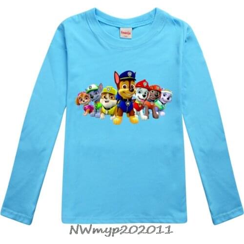 Cute Children PAW PATROL T-shirt Girl Long-sleeved Shirt Princess Top Bottoming Shirt Cartoon T-shirt Clothe Childrens Clothing