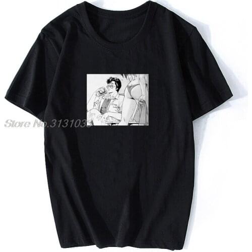 City Hunter T-shirts For Men Ryo Saeba Pervert Funny Men Fashion Cotton Tshirt Anime Tees Harajuku Streetwear