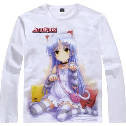 Angel Beats T-Shirt Kanade Tachibana Shirt Long sleeves shirts men anime cosplay costume T Shirts japanese anime cosplay shirt a