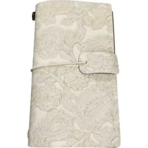 K92C Exquisite A6 Travel Handbook PU Leather Notebook Embossed Craft Stationery Notepad Multi-purpose Journal Flexible Spring