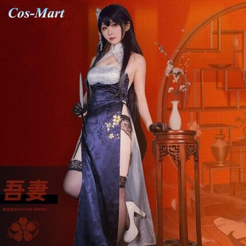 Game Azur Lane Azuma Cosplay Costume Sexy Black Chinese Cheongsam Female Party Role Play Formal Dress S-XL
