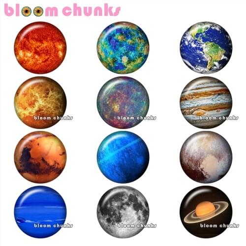 Earth Planet Round photo glass cabochon demo flat back Making findings 12mm/18mm/20mm/25mm B3325
