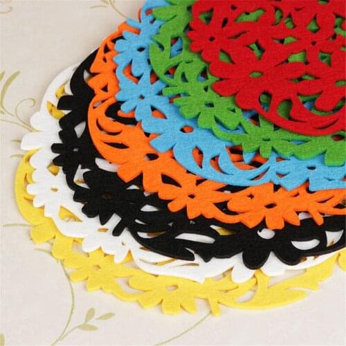 Laser Dinner Placemats Felt Flower Kitchen Cushion Table Cup
