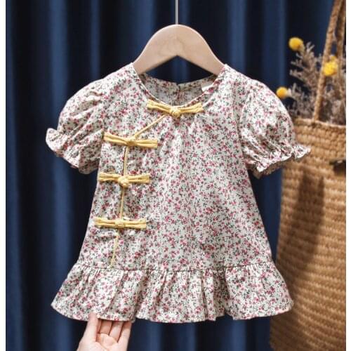 Princess Toddler Newborn Baby Girls Summer Dress Flower Button Short Sleeve Party Wedding Birthday Dresses For Girls Kids Child