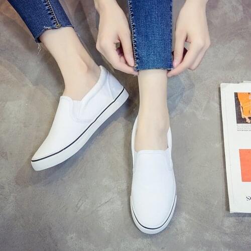 Little white canvas shoes female summer 2021 new lazy cloth shoes Korean version of all-match casual white shoes