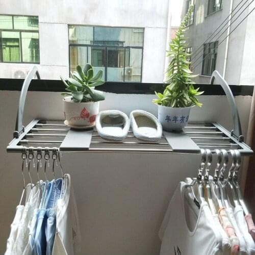 Stainless steel folding drying rack balcony drying radiator shoe rack external multifunctional window frame LB11277
