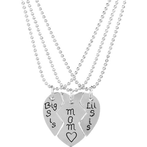 New Arrival Euro-American Fashion 3 Parts Heart Necklace BIG/MIDDLE/LITTL Jewelry For Best Sister Gifts 12set/lot