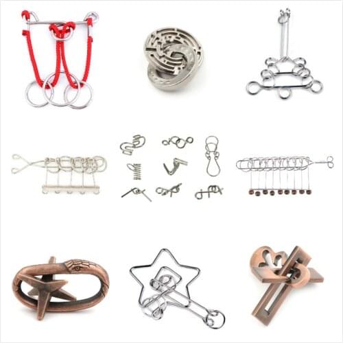 New 3D Chinese Vintage Metal Unlocked Maze Puzzle Labyrinth IQ Mind Brain Teaser Educational Toy Gift Game For Children Kids