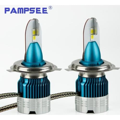 PAMPSEE Car LED H4 Headlight Bulb Hi/Lo Arc Dual Beam Standard Lighting 60W 8000Lm/Pair White Auto Turbo Led Headlamp Light