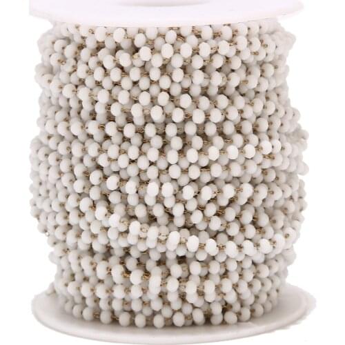 Gold tone Stainless Steel Cable Chain Link with glass beads in Bulk for Necklace Jewelry Accessories DIY Making 3MM width