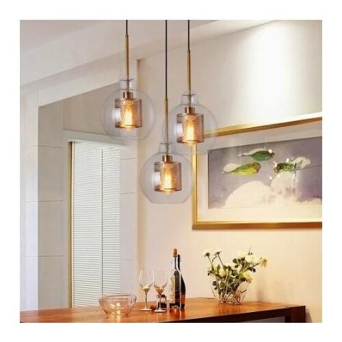Modern retro glass pendant light restaurant pendant lamp hanging cord light creative designer personality staircase lamps