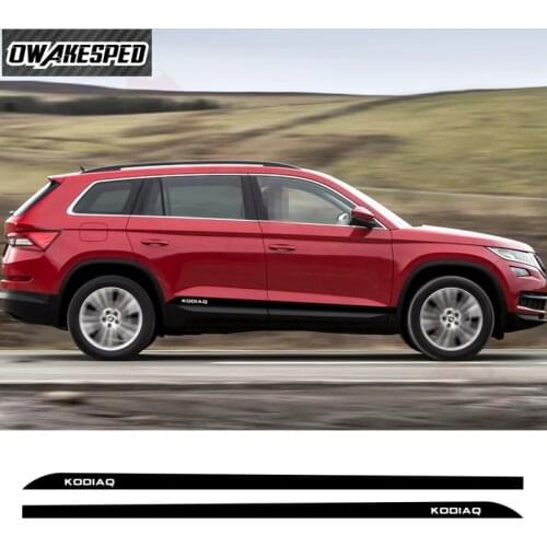 Racing Sport Stripes Carbon Fiber Sticker Car Side Skirt Stickers Vinyl Decal For Skoda Kodiaq Auto Door Body Decor Accessories