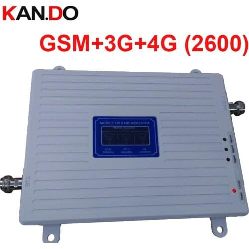 Triband GSM 2G 3G WCDMA 4G BAND7 LTE 4G booster 22dbm 65dbi LCD display 2600mhz FDD booster repeater 2G 3G 4G booster repeater