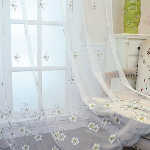 Custom Design White Tulle Sheer Plum Blossom Embroidered Window Curtains for Home Living Room Decoration Cafe Curtain