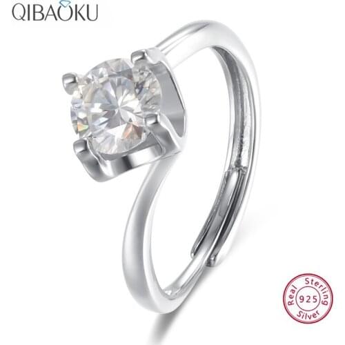 Moissanite 925 Sterling Silver Finger Rings Open Adjustable Ring for Women Luxury Jewelry Engagement Wedding Rings