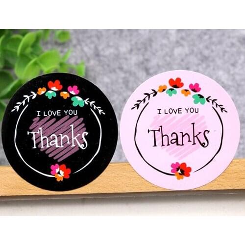 100pcs/lot Dia 5cm Black&Pink Kawaii Heart series stickers Thanks gift sealing sticker labels stationery supplies (ss-1501)