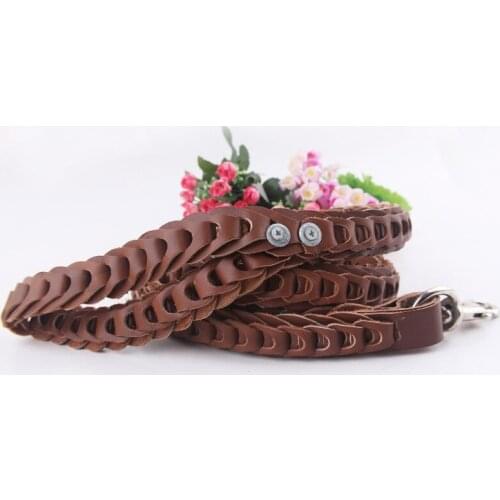 20Pcs/Lot Wanda Pet Supplies True Cowhide Fragment Fastening Leashes 2.5 * 135cm Pet Dog Collars