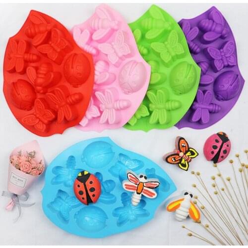 8 Insect Silicone Cake Mould Aroma Gypsum Mould Cold Soap Mould Dragonfly, bee, butterfly shape