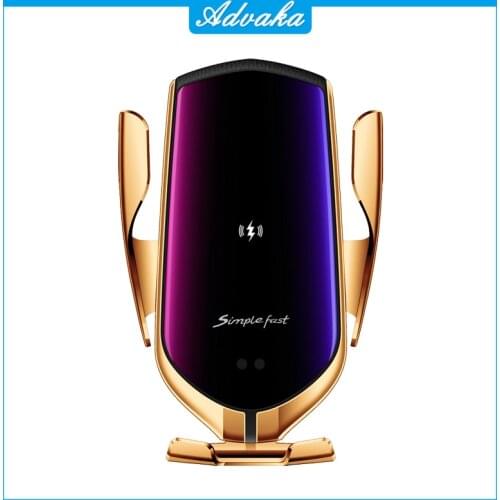 Advaka 132*65*24mm R2 15W Simple Fast Charging AI Smart Sensor Car Wireless Charger Phone Holder For Iphone / Samsung / Huawei