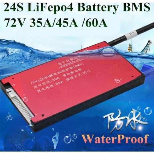 24S BMS 72v Lifepo4 24s 60A 35A 45A Discharge Battery Pack Bms 50A Controller Bms for 3.2v Lifepo4 72v Battery 30ah Diy Kit