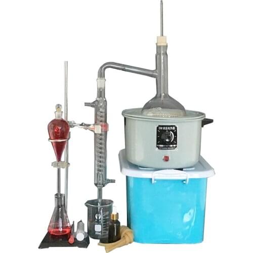 23pcs New 1000ml Lab Distillation Apparatus Essential Oil Pure Water Distiller Glassware Kits w/Thermostat Heater Storage Box