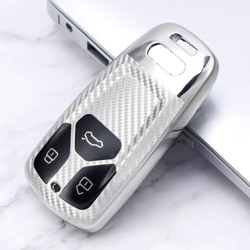 TPU Carbon Fiber Car Key Case For Audi A1 A3 A4 A5 A6 A7 A8 B9 Quattro Q3 Q5 Q7 TT TTS 8S 2009-2017 Car Full Cover Accessories