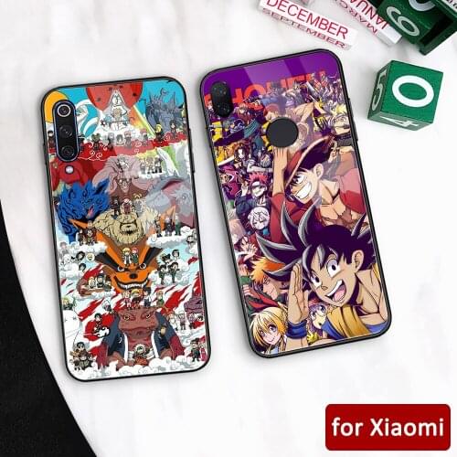 For redmi note 6 anime case glass back cover mi play case for Xiaomi mi 5 5s 6 6x Redmi Note 5 6 7 Mi Max 3 Mi play K20 pro